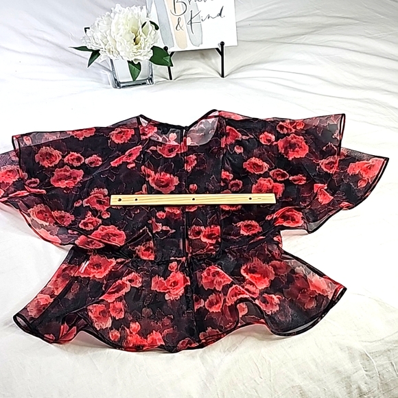 Floral Sheer Blouse Luxury Business Casual Business Wear Party Wedding - Picture 6 of 15